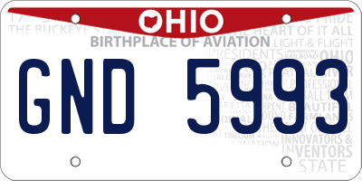 OH license plate GND5993