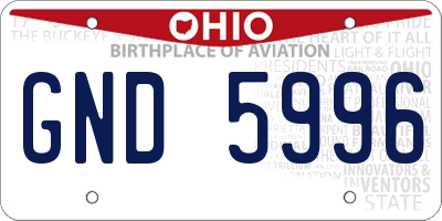 OH license plate GND5996