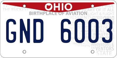 OH license plate GND6003