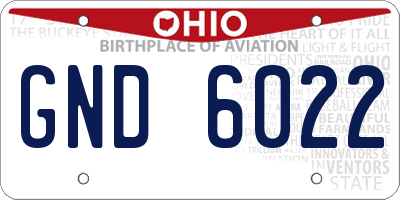 OH license plate GND6022