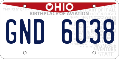 OH license plate GND6038