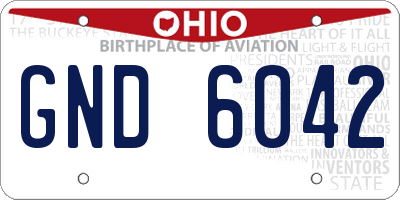OH license plate GND6042