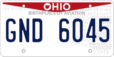 OH license plate GND6045