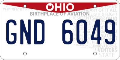 OH license plate GND6049