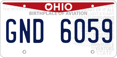 OH license plate GND6059