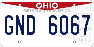 OH license plate GND6067