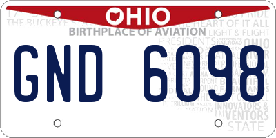 OH license plate GND6098