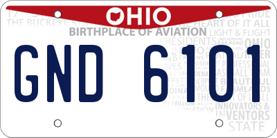 OH license plate GND6101