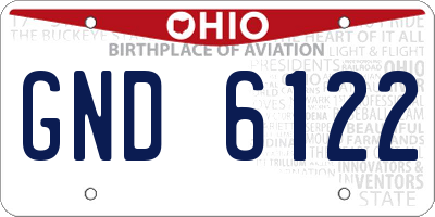 OH license plate GND6122