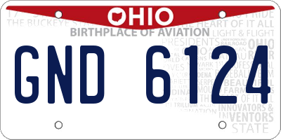 OH license plate GND6124