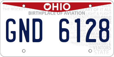 OH license plate GND6128