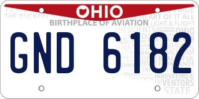 OH license plate GND6182