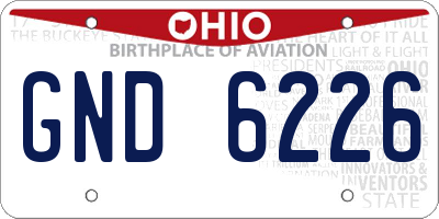 OH license plate GND6226