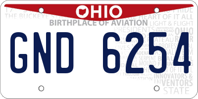 OH license plate GND6254