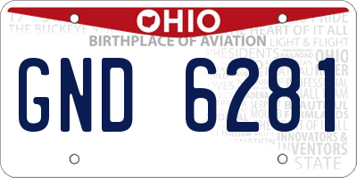 OH license plate GND6281