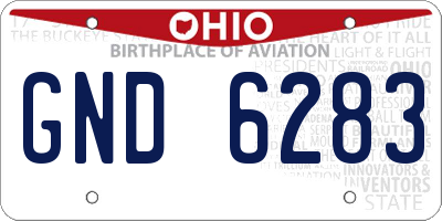 OH license plate GND6283