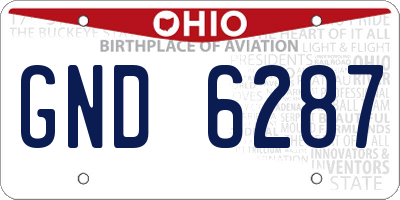 OH license plate GND6287