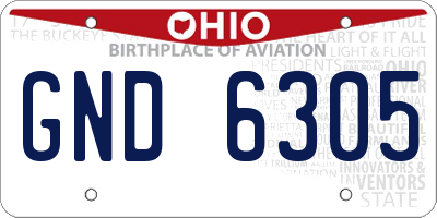 OH license plate GND6305
