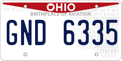 OH license plate GND6335