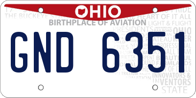OH license plate GND6351