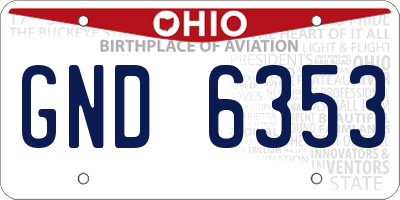 OH license plate GND6353