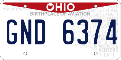 OH license plate GND6374