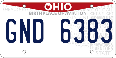 OH license plate GND6383