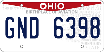 OH license plate GND6398