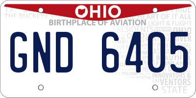 OH license plate GND6405