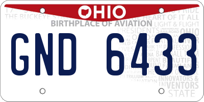 OH license plate GND6433