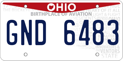 OH license plate GND6483