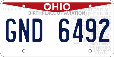 OH license plate GND6492