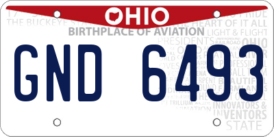 OH license plate GND6493