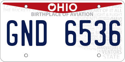 OH license plate GND6536