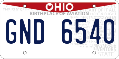 OH license plate GND6540