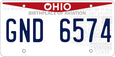 OH license plate GND6574