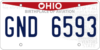OH license plate GND6593