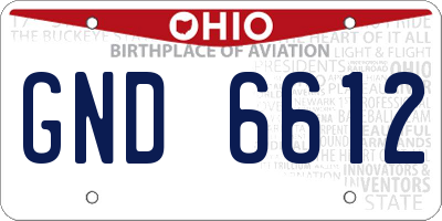 OH license plate GND6612