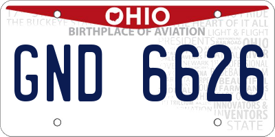 OH license plate GND6626