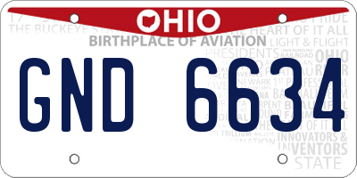 OH license plate GND6634