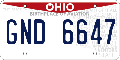 OH license plate GND6647