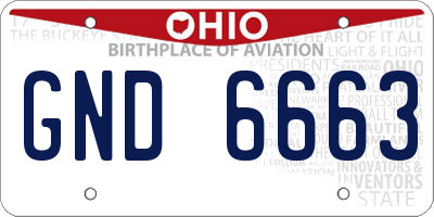 OH license plate GND6663