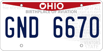 OH license plate GND6670
