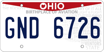 OH license plate GND6726