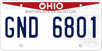 OH license plate GND6801