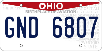 OH license plate GND6807