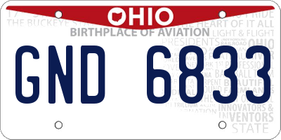 OH license plate GND6833