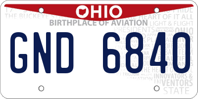 OH license plate GND6840