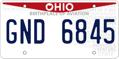 OH license plate GND6845