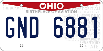 OH license plate GND6881